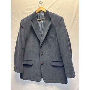 3 Button Corduroy Blazer Sport Coat Navy Blue Vintage Classic Y2K Preppy Men 46L